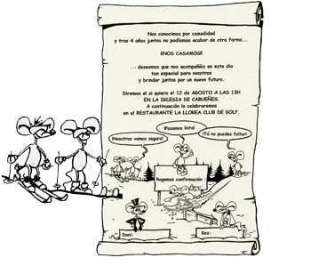Detalle del interior de una tarjeta de boda